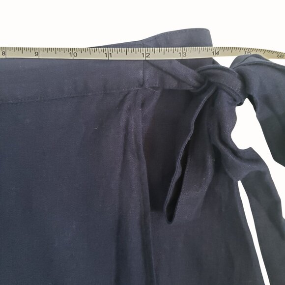 J.Crew Factory Petite Linen-Blend Faux-Wrap Skirt Women's PS Navy Linen Classic - Picture 8 of 16